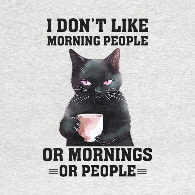 Funny Black Cat Drinking Coffee by Queen of the Minivan